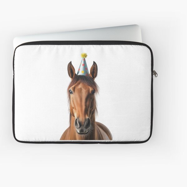 Aperçu de l'œuvre Cheval drôle portant un chapeau de fête d'anniversaire créée et vendue par LazyOwlStore.
