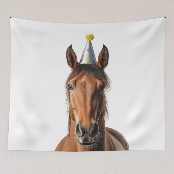 Item preview, Funny Horse Wearing Birthday Party Hat designed and sold by LazyOwlStore.