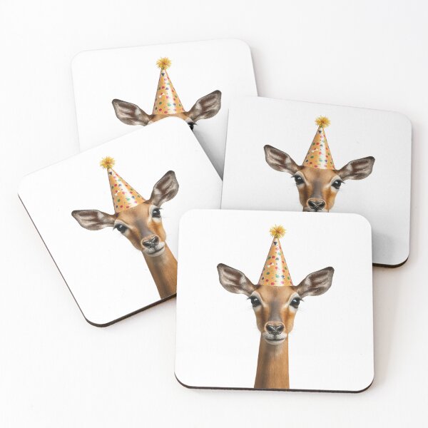 Item preview, Funny Impala Wearing Birthday Party Hat designed and sold by LazyOwlStore.