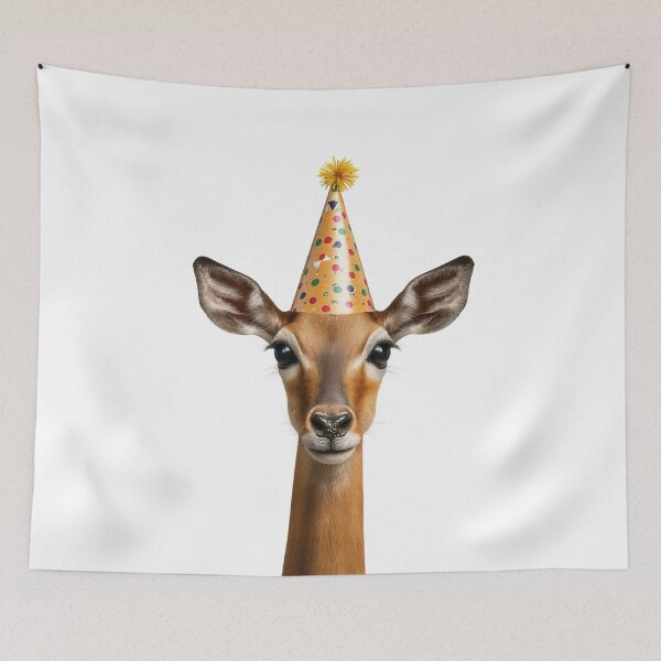 Item preview, Funny Impala Wearing Birthday Party Hat designed and sold by LazyOwlStore.