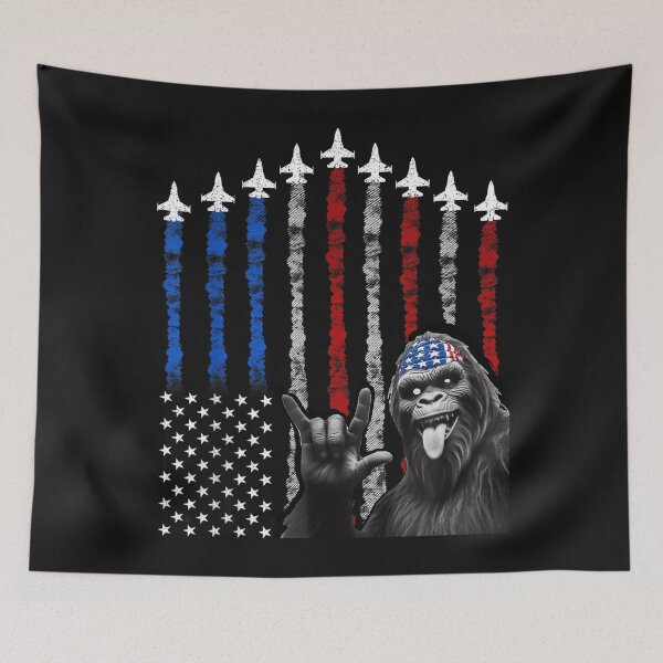 Item preview, Jet Selfies With Bigfoot Gift Men US Flag Funny Patriotic Men Women designed and sold by MOHAMED FRASER.
