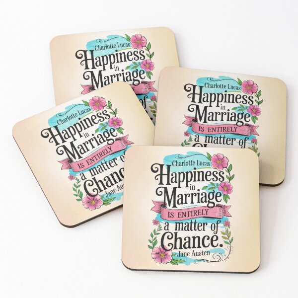Item preview, Whimsical Jane Austen Quote – Happiness in Marriage Typography designed and sold by Karen MacKellar Designs.