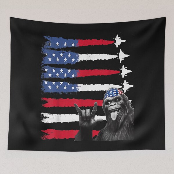 Item preview, Jet Selfies With Bigfoot July US Flag Funny Patriotic Kids Men Women  designed and sold by MOHAMED FRASER.