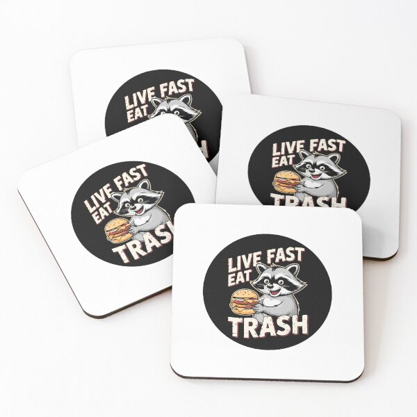Item preview, Live Fast Eat Trash Funny Raccoon Burger Cartoon for Junk Food Lovers designed and sold by w1ckerman.