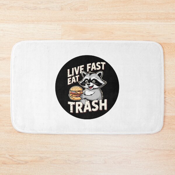 Item preview, Live Fast Eat Trash Funny Raccoon Burger Cartoon for Junk Food Lovers designed and sold by w1ckerman.
