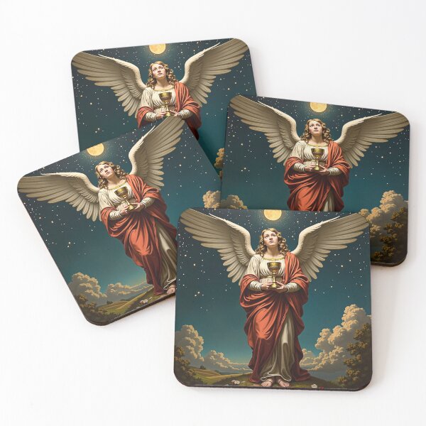 Item preview, Vintage style illustration of the Angel of the Holy Grail designed and sold by PhaedraArt.
