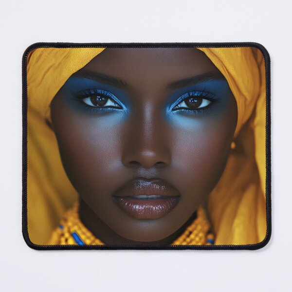 Item preview, Vibrant portrait with yellow turban and blue makeup designed and sold by Artessie.