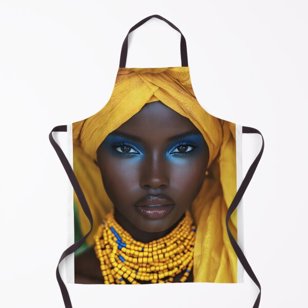 Item preview, Vibrant portrait with yellow turban and blue makeup designed and sold by Artessie.