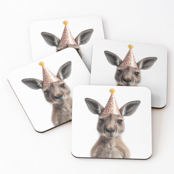 Item preview, Funny Kangaroo Wearing Birthday Party Hat designed and sold by LazyOwlStore.