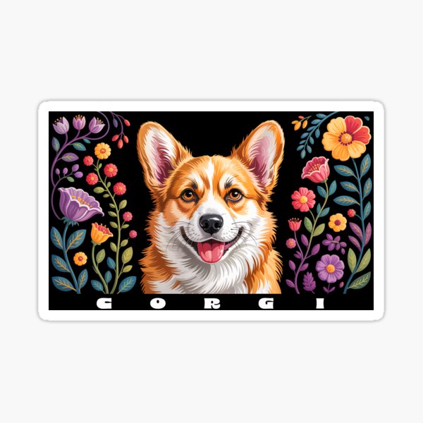 Item preview, Corgi flower design designed and sold by Petersnook.