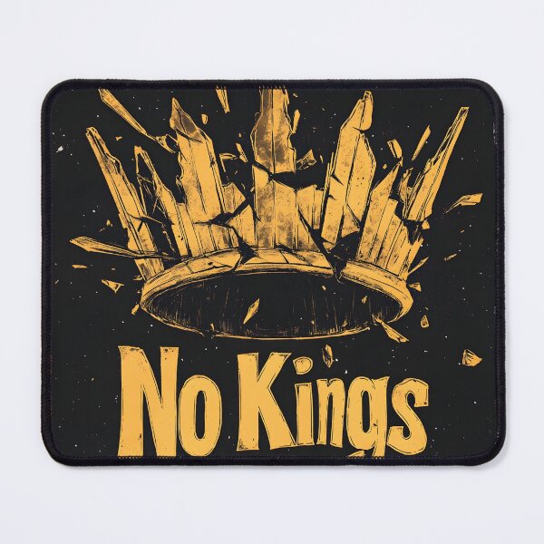 Item preview, Punk-inspired illustration of a shattered golden crown with bold distressed lettering reading No Kings, in a gritty grunge style design designed and sold by ArtPetrenko90.