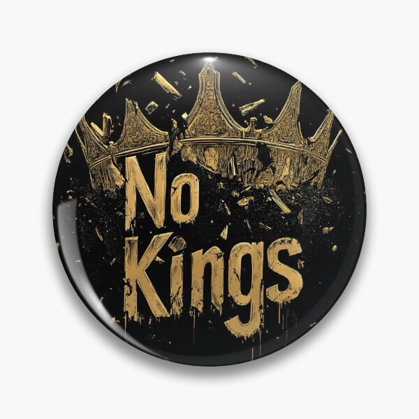 Item preview, Punk-inspired illustration of a shattered golden crown with bold distressed lettering reading No Kings, in a gritty grunge style design designed and sold by ArtPetrenko90.