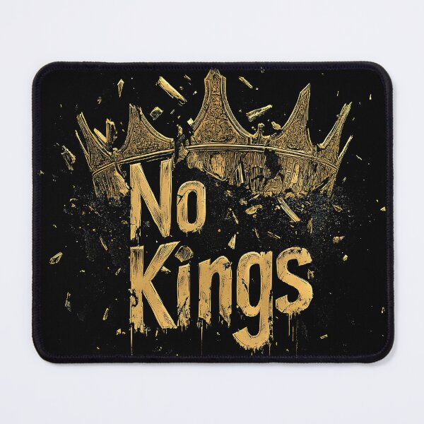 Item preview, Punk-inspired illustration of a shattered golden crown with bold distressed lettering reading No Kings, in a gritty grunge style design designed and sold by ArtPetrenko90.