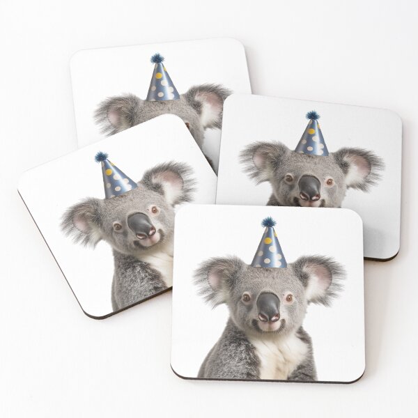 Item preview, Funny Koala Wearing Birthday Party Hat designed and sold by LazyOwlStore.