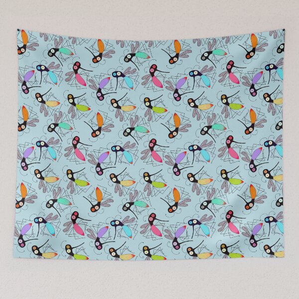 Item preview, Wonky mosquitos on blue designed and sold by QuirkyCraftz.