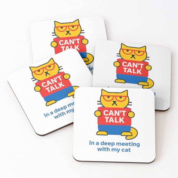 Item preview, Can't talk. In a deep meeting with my cat! – Humorous Art Print for Cat Lovers – Cozy Home Office Decor designed and sold by JustMeditateIt.