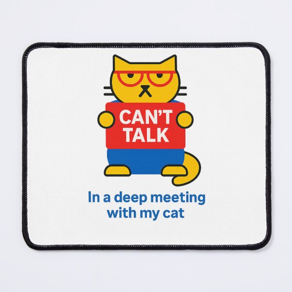 Item preview, Can't talk. In a deep meeting with my cat! – Funny Laptop Skin for Cat Lovers – Minimalist Work Vibe designed and sold by JustMeditateIt.