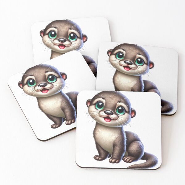 Item preview, Happy Baby Otter – Kawaii Illustration of an Aquatic Animal with Big Eyes designed and sold by FusiTink.
