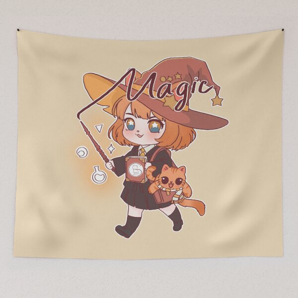 Item preview, Huffle House Witch Girl and Magic Cat – Kawaii Wizard Vibes designed and sold by BGMeYou.