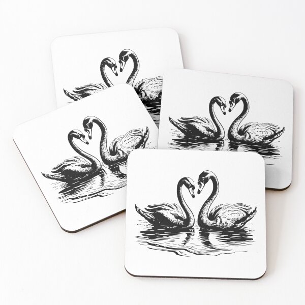 Item preview, Swan Couple Swamp Lake Waterfowl Pair Goose Pond Nature designed and sold by inkoutninja.
