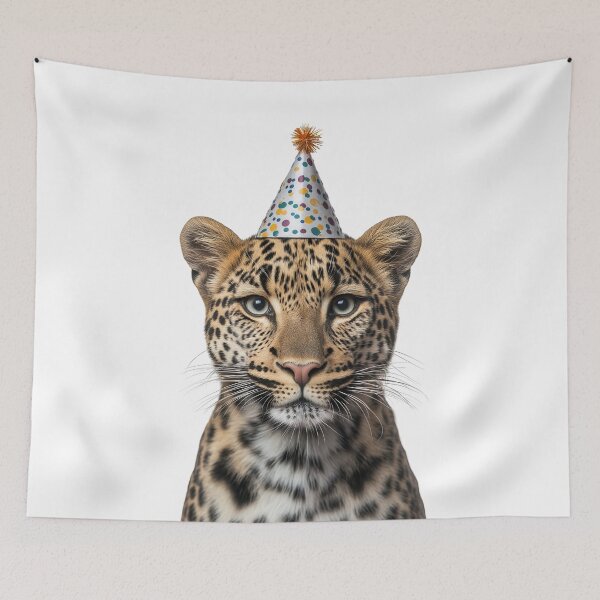 Item preview, Funny Leopard Wearing Birthday Party Hat designed and sold by LazyOwlStore.