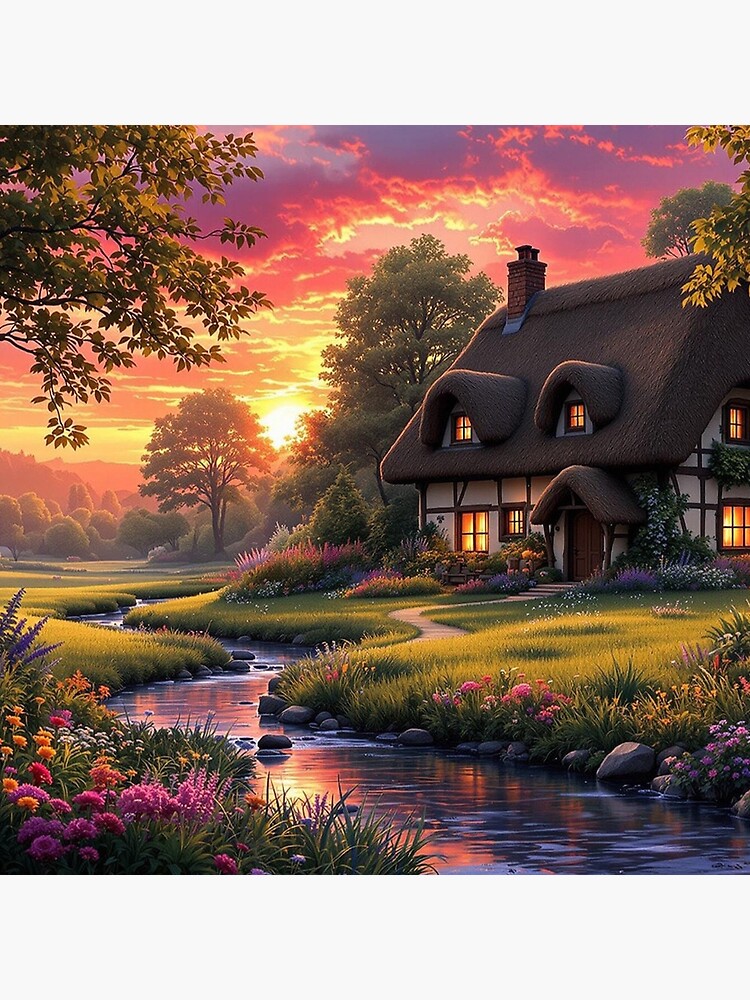 Thumbnail 4 of 4, Pillow, Thatched Cottage designed and sold by LenCarol.