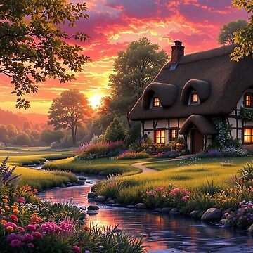 Artwork thumbnail, Thatched Cottage by LenCarol