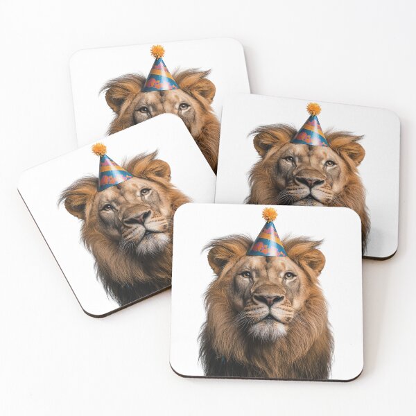 Item preview, Funny Lion Wearing Birthday Party Hat designed and sold by LazyOwlStore.