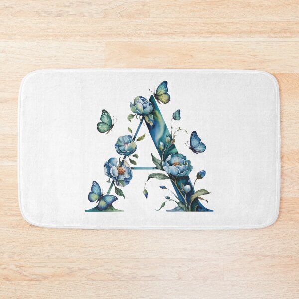 Item preview, letter "A" with blue flowers and butterflies, designed and sold by jkrphoto.