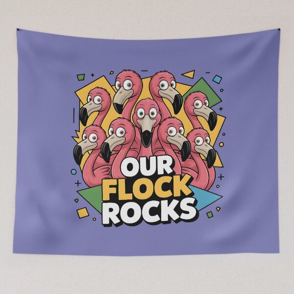 Item preview, Our Flock Rocks Tropical Pink Group Of Flamingos designed and sold by SurrealArtSzysz.
