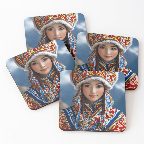 Item preview, Woman with  a colorful traditional attire with mountain backdrop. designed and sold by Artessie.