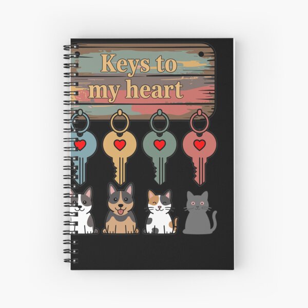 Item preview, Porte-clés en bois « Clés de mon cœur » avec motifs de chiens et de chats designed and sold by sidneytheartist.
