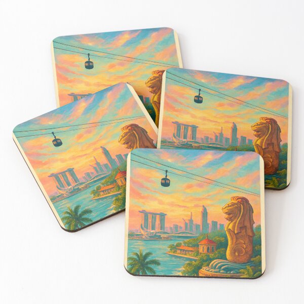 Item preview, Sentosa Merlion with Cable Car and Marina Bay Sands View designed and sold by Places On Earth.