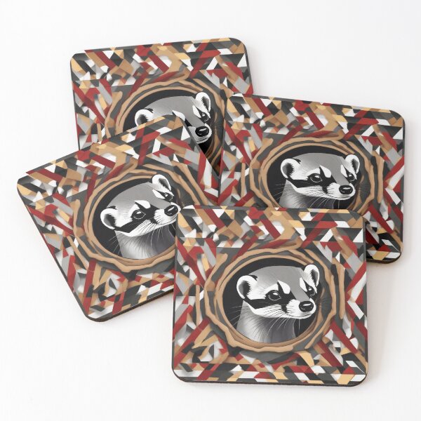 Item preview, Black-footed Ferret VI | Endangered Animal Species Abstract Geometric Art | Digital Wildlife Collection designed and sold by DinaMite-Art.