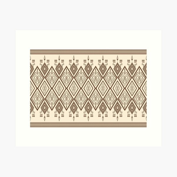 Aperçu de l'œuvre Motif ethnique formes géométriques marron et beige. créée et vendue par Pencil Art.