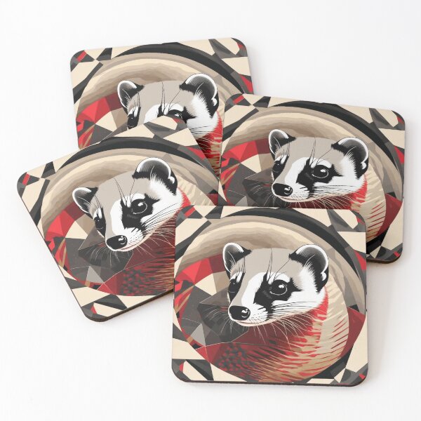 Item preview, Black-footed Ferret III | Endangered Animal Species Abstract Geometric Art | Digital Wildlife Collection designed and sold by DinaMite-Art.