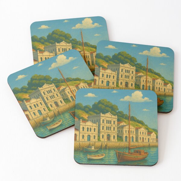 Item preview, Historic Harbour Buildings in Oamaru New Zealand with Boats designed and sold by Places On Earth.