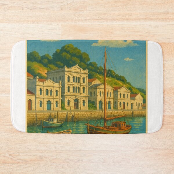 Item preview, Historic Harbour Buildings in Oamaru New Zealand with Boats designed and sold by Places On Earth.