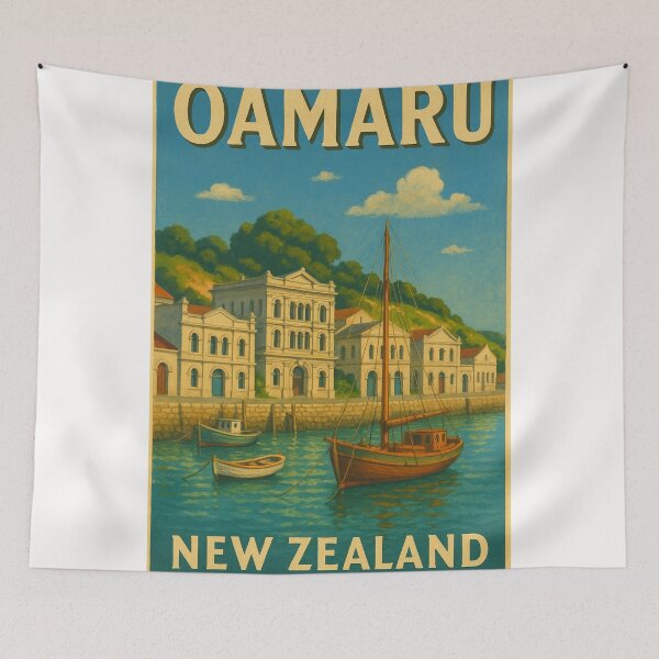 Item preview, Historic Harbour Buildings in Oamaru New Zealand with Boats designed and sold by Places On Earth.