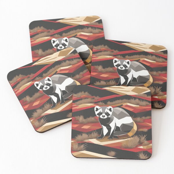 Item preview, Black-footed Ferret II | Endangered Animal Species Abstract Geometric Art | Digital Wildlife Collection designed and sold by DinaMite-Art.