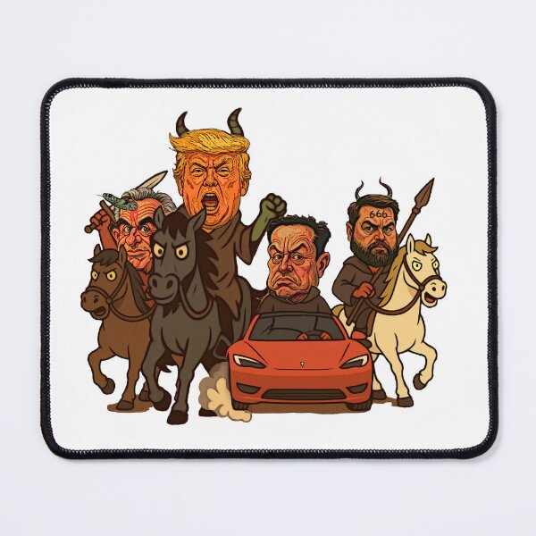 Item preview, The Four Horsemen of the Magapocalypse (Donald Trump, Elon Musk, JD Vance, Robert F Kennedy jr. Caricature) designed and sold by ImagineTNE.