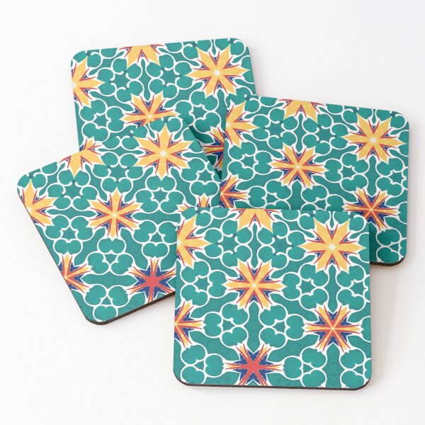Item preview, Floral Star Geometry – Bold Teal & Gold Pattern Art designed and sold by giopann.