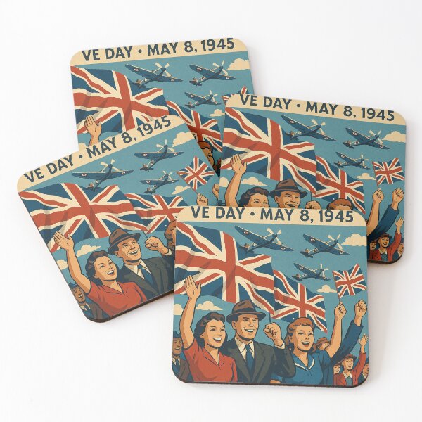 Item preview, VE Day Retro Poster designed and sold by Airpower Art.