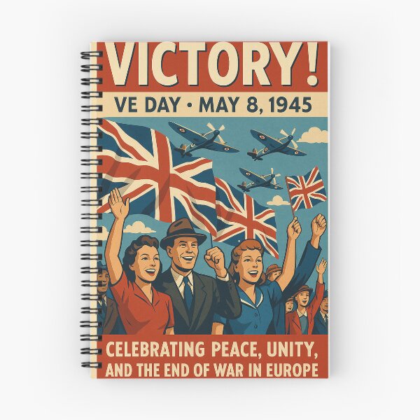 Item preview, VE Day Retro Poster designed and sold by Airpower Art.