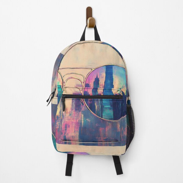 Item preview, Retrowave Art: Neon City Skyline in Mirrored Shades designed and sold by bapupa.