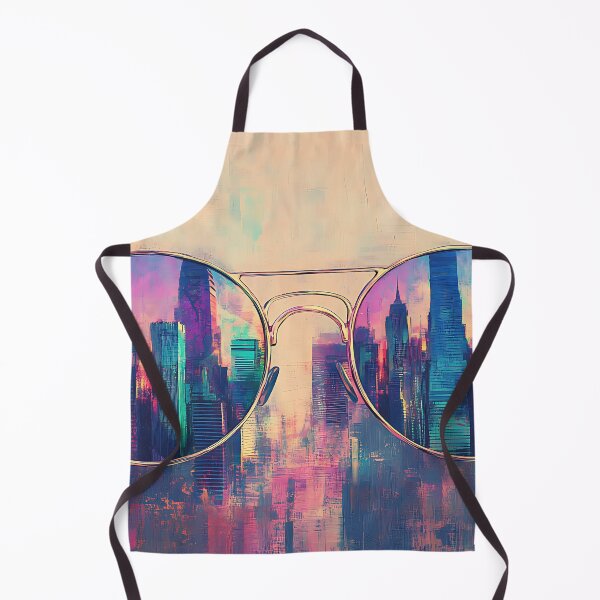 Item preview, Retrowave Art: Neon City Skyline in Mirrored Shades designed and sold by bapupa.