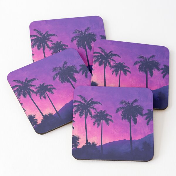 Item preview, Retrowave Art: Vaporwave Purple Sky Palm Trees designed and sold by bapupa.