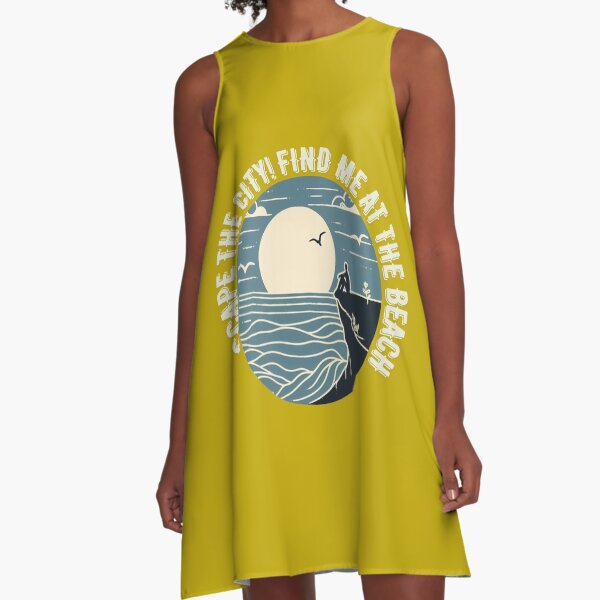 Item preview, More Comfortable on the Beach – AI Logo of People Relaxing by the Sea with Blurred City Text for Women’s Apparel & Accessories designed and sold by knalpot-design.