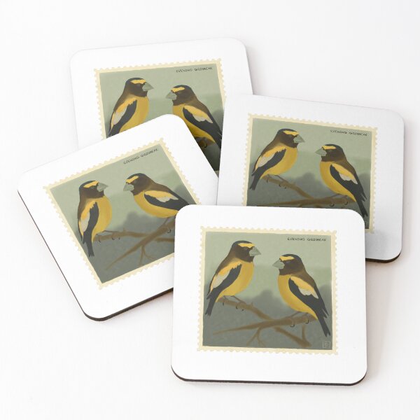 Item preview, Evening grosbeak stamp designed and sold by PuffyFeathers.