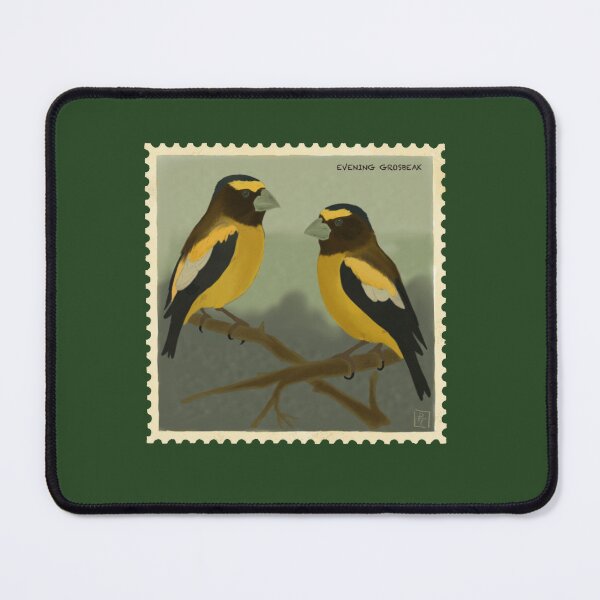 Item preview, Evening grosbeak stamp designed and sold by PuffyFeathers.